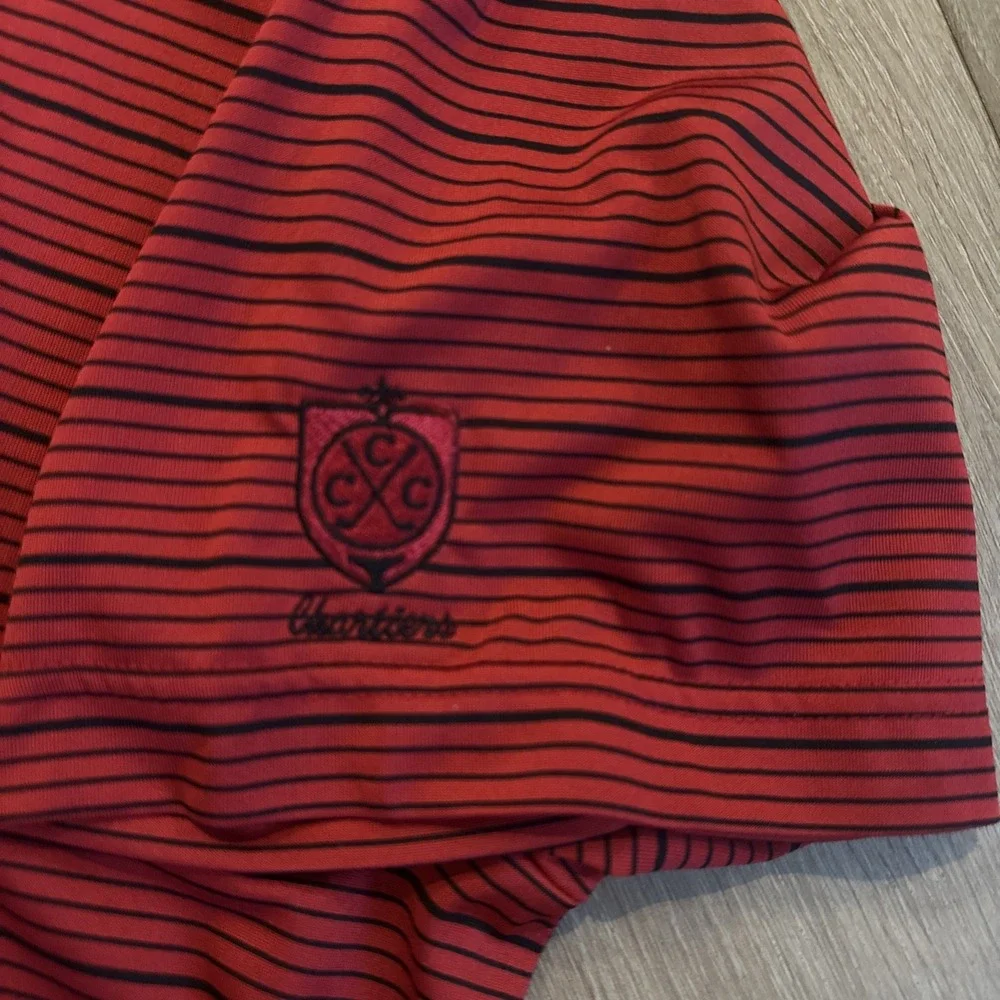 Adidas Climalite Men's Performance Golf Polo Shirt Red Striped Lrg Country Club